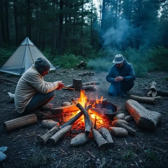 Campfire cooking.