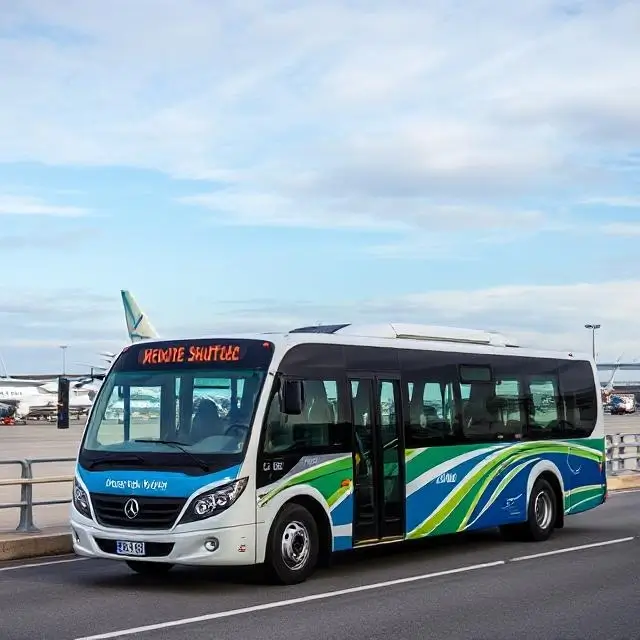 Airport shuttle bus.