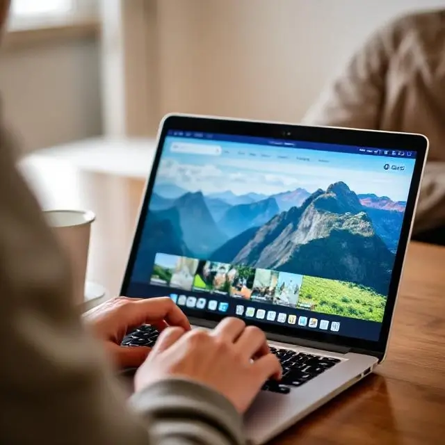 Person browsing tours on a laptop.